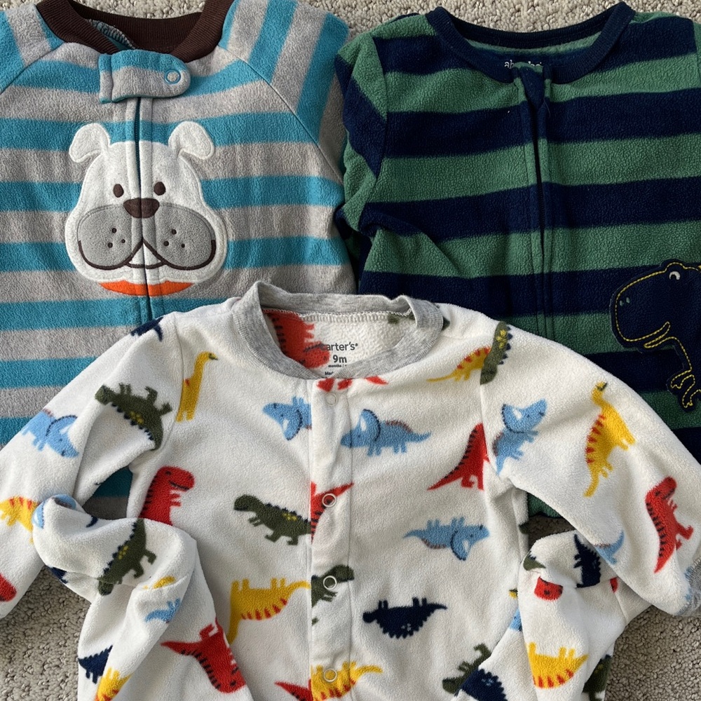 Fleece pajamas Carter's Baby Onesies with Dinosaur and Dog Designs